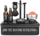 Viking Revolution - Luxury Shaving Kit for Men - Safety Razor, Stand, Bowl, After-Shave Balm, Pre-Shave Oil & Badger Brush - Gifts For Men