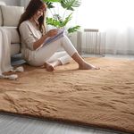 Amazelo Cart Shaggy Floor Carpets for Living Room, Elegant Bed Side Runner, Modern Carpets for Bedroom, Drawing Room, Kids Room, Soft Sofa Carpets for Living Room [Size 4x6 feet, Color Light Camel]