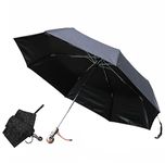 ThreeH Auto Open Close Umbrella Cool Skull Handle and Printed Skeleton Canopy Rain UV Protection Portable Lightweight 3 Folding Umbrella,Black