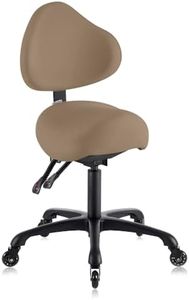 DR.LOMILOMI Pneumatic Swivel Rolling Saddle Chair with Wheels and Ergonomic Back Support for Hair Stylist, Dental Hygienist, Hygienic Clinic, Spa, Massage, Home, Office - 510 KOA (Tan, Standard)