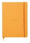 RHODIA 117415C - Orange Flexible Notebook - A5 - Lined - 160 pages - Ivory Clairefontaine Paper 90 g/m - Bookmark, Elastic Closure - Faux Leather Cover - Rhodiarama Collection