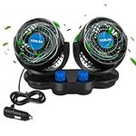 Yerloa 12V Car Fan, Electric Car Cooling Fan with 360 Degree Adjustable Dual Head Mini Cooling Fans for Golf Cart, Powerful Quiet Cooling Fans with Cigarette Lighter Plug for SUV, RV, Vehicles 2024NEW