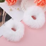 Lusofie 2Pcs White Pompom Hair Tie Furry Faux Rabbit Fur Fuzzy Scrunchies White Fuzzy Hair Ties Baby Hair Ties Ponytail Holders Pom Hair Accessories for Girl Women