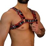 Fetish Gay Leather Chest Harness Men Adjustable Sexual Body Bondage Cage Harness Belts Rave Gay Clothing For Adult Sex (Color : Style 1)