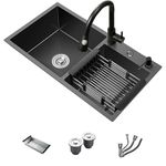 Double Bowl Kitchen Sink 28-inch Stainless Steel Sink Handmade Kitchen Sink Workstation Kitchen Sink with Drain Tray Prep Sink Nano Double Bowl Kitchen Sink with Drain Basket 28 * 16 inch Bar Sink