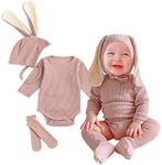 Simplee kids Animal Bunny Baby Easter Romper Long Ear Rabbit Hoodie Romper Jumpsuit with Zipper