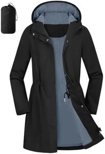 Aurhyde Women's Waterproof Rain Jacket Long Hooded Raincoat Lightweight Packable Windbreaker Solid Lined Trench Coat (Black, M)