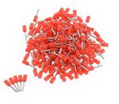 ERH India (200 Pcs) Ferrule Copper Crimp Connectors AWG18, 1.0mm� Red Insulated Crimp Pin Terminals Nylon Copper Crimp Ferrules Wire Connector Sleeves Electrical Cable Joint Connector E1008