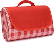 Afrodite Picnic Beach Camping Blankets, Outdoor Picnic Mat for Family, Beach, Park, Travel, Camping, Hiking and Music Festivals with Bags(57" x 79") (Red)