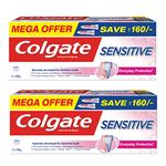 Colgate Sensitive Everyday Protection Toothpaste,320G,2 Pack Of 160G Twin Pack (80Gx4), Specifically Developed For Sensitive Teeth&Healthy Gums, Colgate Toothpaste For Prevention Of Cavities&Plaque