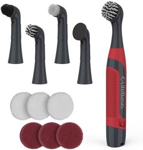 LifeBasis Power Scrubber, Cordless Electric Cleaning Brush Battery Powered Scrub Brush, Water Resistant Small Electric Grout Brush with 5 Brushes for Home/Kitchen/Bathroom/Grout/Tile/Shower/Tub, Red