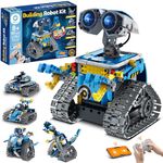 Sillbird Robot Building Kit with Remote Control STEM Gifts for Boys Ages 8-12, Technic Coding Robotic Toys for Kids Birthday, Build 5in1 Models with 488 Pieces - Blue