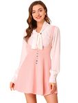 Allegra K Women's Button Decor Overalls Pinafore Dress Suspenders Skirt Pink 16