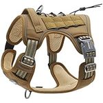 Auroth Tactical Anti Pull Dog Harness Adjustable Breathable Pet Vest Harness for Medium Large Dog Reflective Military Materials Size L, Green Brown