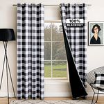 MIULEE Buffalo Plaid Curtains for Bedroom, Blackout Window Drapes with Grommets for Living Room Darkening Light Blocking and Thermal Insulated Set of 2 Panels, W 52" x L 90" Black and White