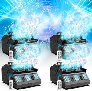 Fancybling 2000W Fog Machine, 3 in 1 Fog Bubble Machine with 2 Bubble Fans, 18 RGB LED Lights Smoke Bubble ALL IN ONE Fog Machine, Bubble Machine for Halloween Christmas Party Wedding, 4 Pack