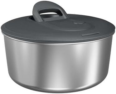 Zyliss Easy Spin Salad Spinner Stainless Steel Small, Non-Slip Base, Serving Bowl, AquaVent™ Technology, Retractable Cord and Brake System, Easy to Clean