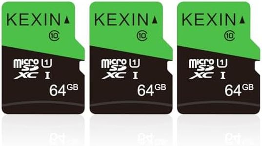 KEXIN 64GB Micro SD Card 3 Pack with SD Adapter microSDXC Memory Card UHS-I C10 U1 Micro SD Card Full HD High Speed TF Card for Tablet Action Camera Dash Cam Drone Game Console, 64 G 3 Pack