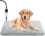 ENJOY PET Pet Heating Pad for Cats Dogs, Heated Dog Bed Indoor Dog Heating Pad with Chew Resistant Steel Cord, 12 Level Timer and Temperature Heated Pet Bed Electric Warming Blanket (28''x16'')