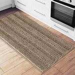 NICETOWN Non Slip Bathroom Runner Rug, Soft Plush Shaggy Kitchen/Bath Mats for Bathroom Floor, Indoor Kitchen Mats Rugs for Entryway Bedroom Shower Kitchen Floor Pets Puppy (Taupe Brown, 60" x 24")