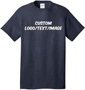 INK STITCH Unisex PC54 Custom Design Your Own Cotton Short Sleeve Tshirts - Heather Navy (3XL)