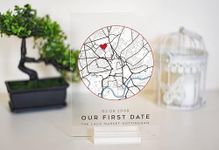 First date map, Map Our First Date Personalized Acrylic, Wife anniversary, Girlfriend gift, Husband, Boyfriend - Custom Coordinates, Date