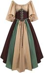 Women's Medieval Renaissance Costume Cosplay Over Dress Halloween Vampire Bride Costumes Dress For Women, Khaki