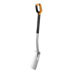 Fiskars Xact Edging & Planting Spade Medium, Length: 108 cm, Steel blade/fibreglass reinforced plastic handle, Black/Orange, Size: M, 1003682