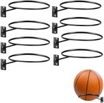 8 Pack Sports Ball Holders Wall Mount Display Rack, Metal Ball Holder Black Ball Rack Holder for Soccer Basketball Volleyball Rugby Football(Black) Armastuse