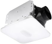 Akicon Bathroom Exhaust Fan with Light, 15W Dimmable 3CCT LED Light with 5W Night Light Bathroom Fans for Ceiling, 90 CFM, 1.5 Sones Ventilation Fan for Bathroom and Home, Square, White