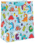 Glick Luxury Gift Bag, Dinosaur Roar Birthday Large Celebration Bag with Dinosaurs for Boys, Paper Salad Juniors Multi-Colour, 260w x 315h x 135d mm,Blue