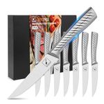 imarku Serrated Steak Knife Set, 8 Pieces with Lightning Bolt Handles - Premium High Carbon Stainless Steel Steak Knives Set for Kitchen, Dishwasher Safe