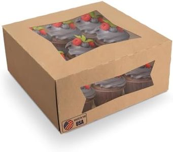 MT Products Brown Cupcake Boxes 9" x 9" x 4" - Auto Pop-Up Bakery Boxes with Windows (Pack of 150) - Made in the USA