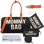 Large Capacity Diaper Bag Tote for Hospital, Mommy Bags with Pacifier Case and Changing Pad, 5 Piece, Hospital Bags for Labor and Delivery, Maternity Bag Mom Essentials for Travel, Waterproof, Black