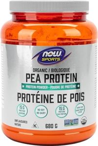 NOW Sports Nutrition, Certified Organic Pea Protein 15 Grams, Unflavoured Powder, 680g