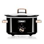 Tower T16018RG 3.5 Litre Stainless Steel Slow Cooker with 3 Heat Settings and Keep Warm Function, 210W, Black and Rose Gold