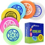 Furypiont Ultimate Flying Disc 175g,Adult Sport Disc Set for Competitive and Pro Players,includes 1 Glow in The Dark Ultimate Disc for Beach Pool Game, Camping and Backyard (6 Color Set)