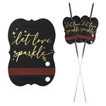 100 PCS Wedding Send Off Tags, “Let Love Sparkle” Gold Foil Stamped Metallic Sparkle Stick Sleeves with Match Striker Strips for Anniversary Parties Graduation Birthday Engagement Event