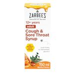 Zarbee's Adult Cough and Sore Throat Syrup, 150 ml, Honey-Based Relief for Dry or Chesty Cough, Sore Throat Relief, Alcohol Free, No Artificial Colours or Flavours, Suitable For Adults