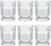 MEETOZ 6 Pack 9.5 oz Romantic Water Glasses, Premium Drinking Glasses Tumblers, Vintage Glassware Set for Whisky, Beer, Juice, Beverages, Cocktail