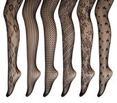 PreSox Fishnet Tights Seamless Nylon Mesh Stockings Toeless Pantyhose for Women 6 Pack, One Size, C