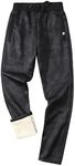 Gihuo Men's Sherpa Lined Athletic Sweatpants Winter Warm Track Pants Straight Leg Athletic Pants(02BlackCamo-S)