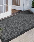 DEXI Door Mat Large Front Outdoor Rug, Indoor Entryway Rugs Welcome Doormat, Heavy Duty Rubber Outside Entry Rug Floor Mat for Entrance, Patio, Garage, Low-Profile and Non Slip, 27.5"x59", Grey