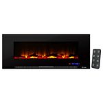 e-Flame USA Livingston 50-inch Wall Mount LED 3-D Electric Fireplace Stove with Timer and Remote - 3-D Log and Fire Effect