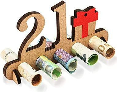 Giftota Regalo de Madera para 21 Cumpleaños - Libro de Visitas de Letrero de Madera de 21 Años para Hombres y Mujeres - Regalo de Dinero de Madera - Decoración de Madera para Amigos y Familiares