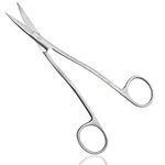 ONTAKI Dual Bent Machine Embroidery Scissors Premium German Steel Applique Fabric Scissors Angled Handle Curved double dip Sharp Small Tip Optimal Precision Stitches, Crafting, Sewing Silver 6.5" long