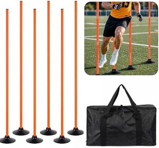 CTYYPYUYU Soccer Agility Training Poles, 5 FT Adjustable Speed and Agility Training Equipment, Rubber Bases, 6 Pack (Orange)