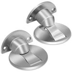 Magnetic Door Stops, Floor Mount Magnetic Door Stoppers, No Drill, Stainless Steel Magnetic Door Catch Door Holder, Door Stoppers for Bottom of Door, Sliver, 2 Pack