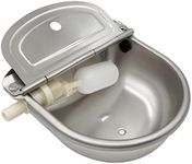 MasXirch Automatic Dog Waterer Bowl, Stainless Steel Livestock Water Trough Bowl with Drain Plug and Float Valve for Dog Cattle Pig Goat Sheep