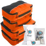 bago 7 Pcs Packing Cubes Travel Organizer - 4 Packing Cube with 3 ZipLock Bags - Travel Packing Cubes to Get Maximum Storage, Save Time & Effort to Pack - Happy Traveling (Orange)